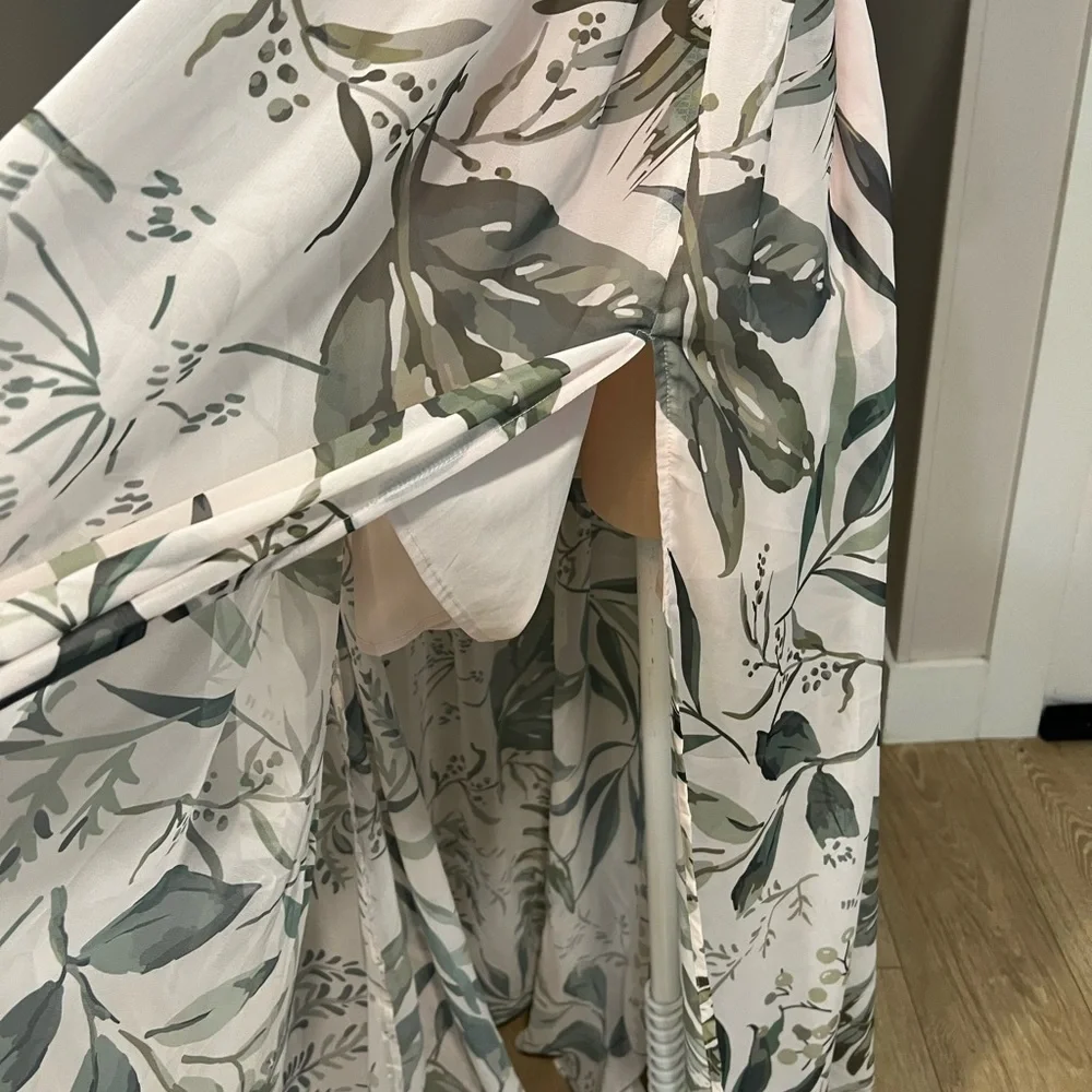 BY EGREIS tropical lace up chest flowy maxi dress with long front side slit - Picture 6 of 17